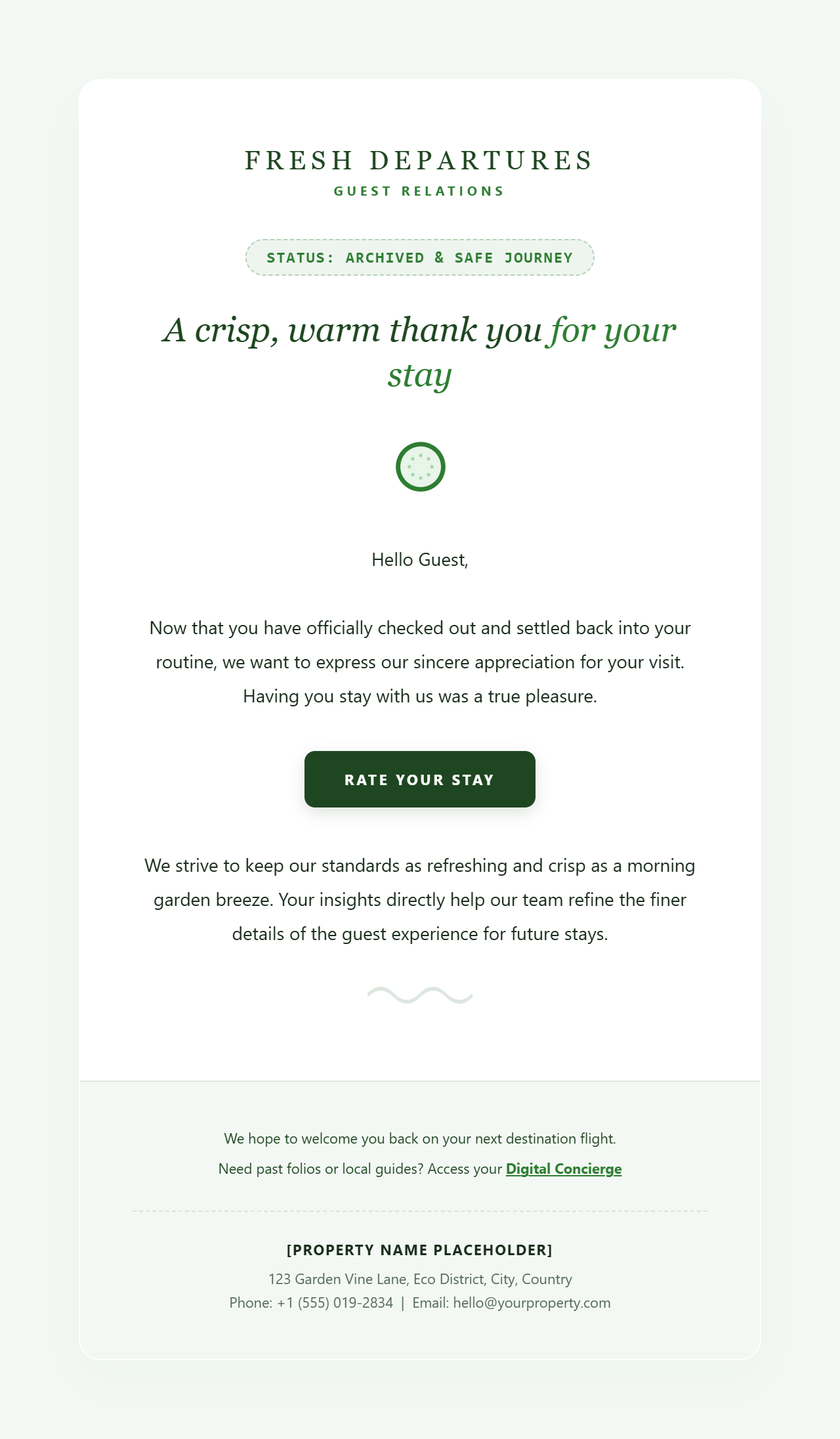 Cool Cucumber — hotel booking confirmation HTML email template preview