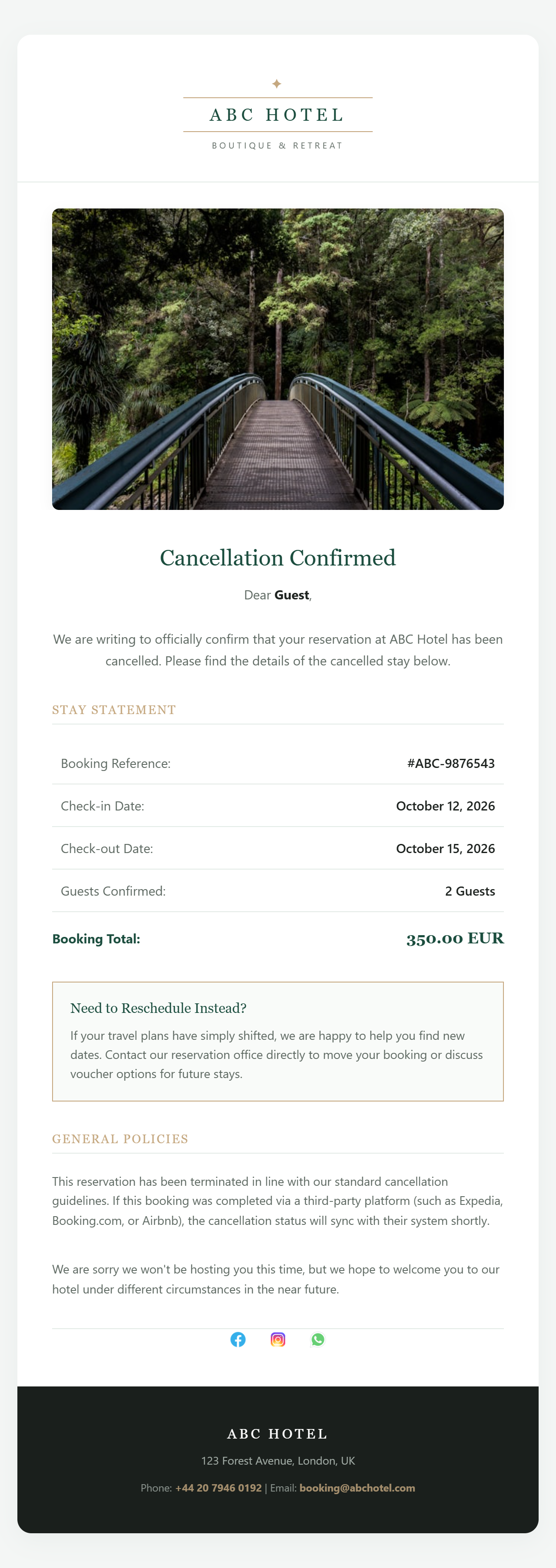 Ivy Cancelled Booking Standard