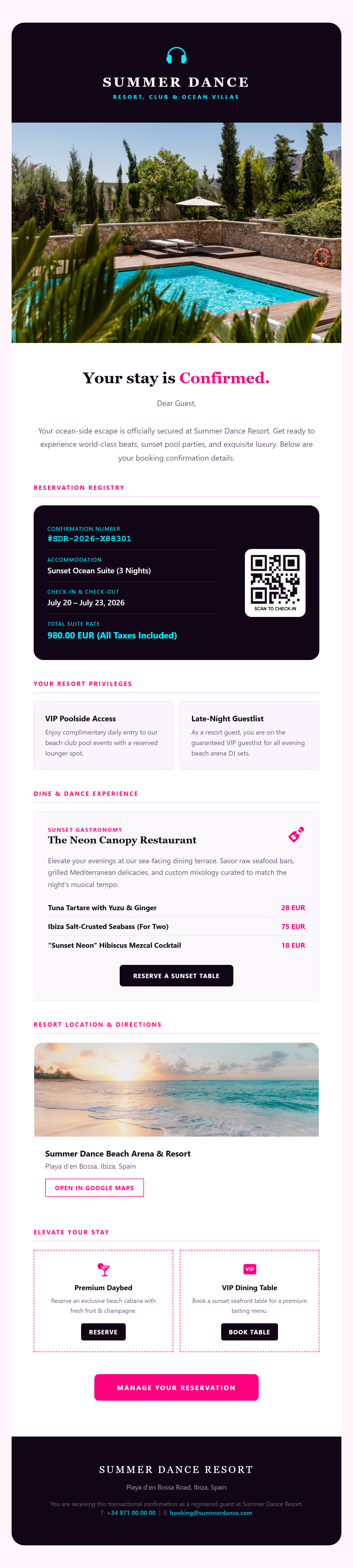 Summer Dance Booking Confirmation