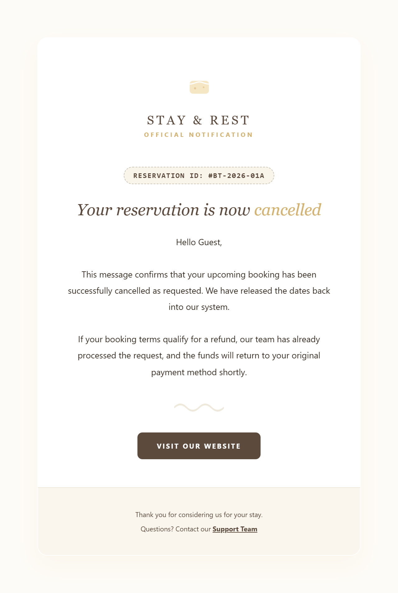 Butter Cream & Warm Toast — hotel booking confirmation HTML email template preview