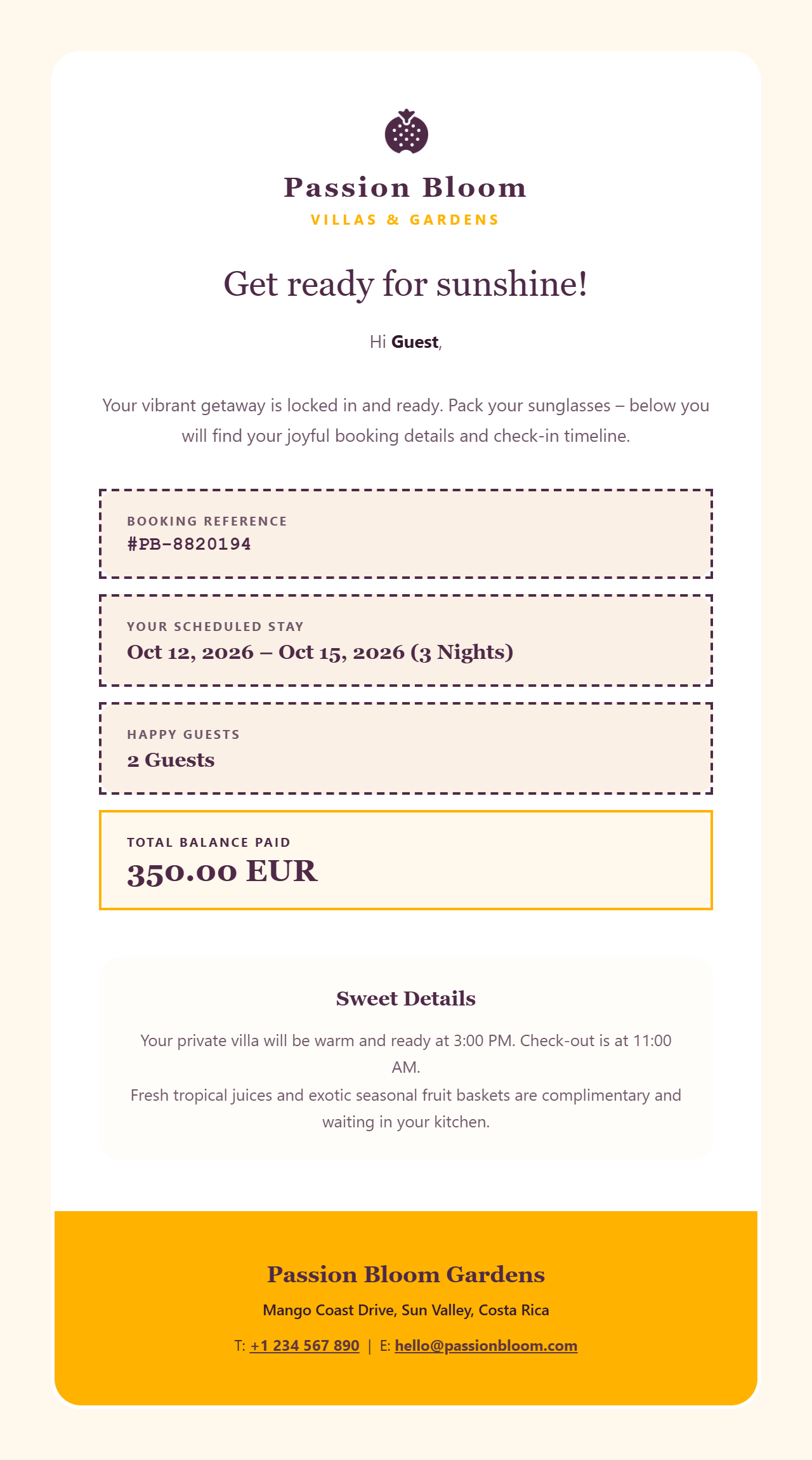 Passion Bloom Booking Confirmation