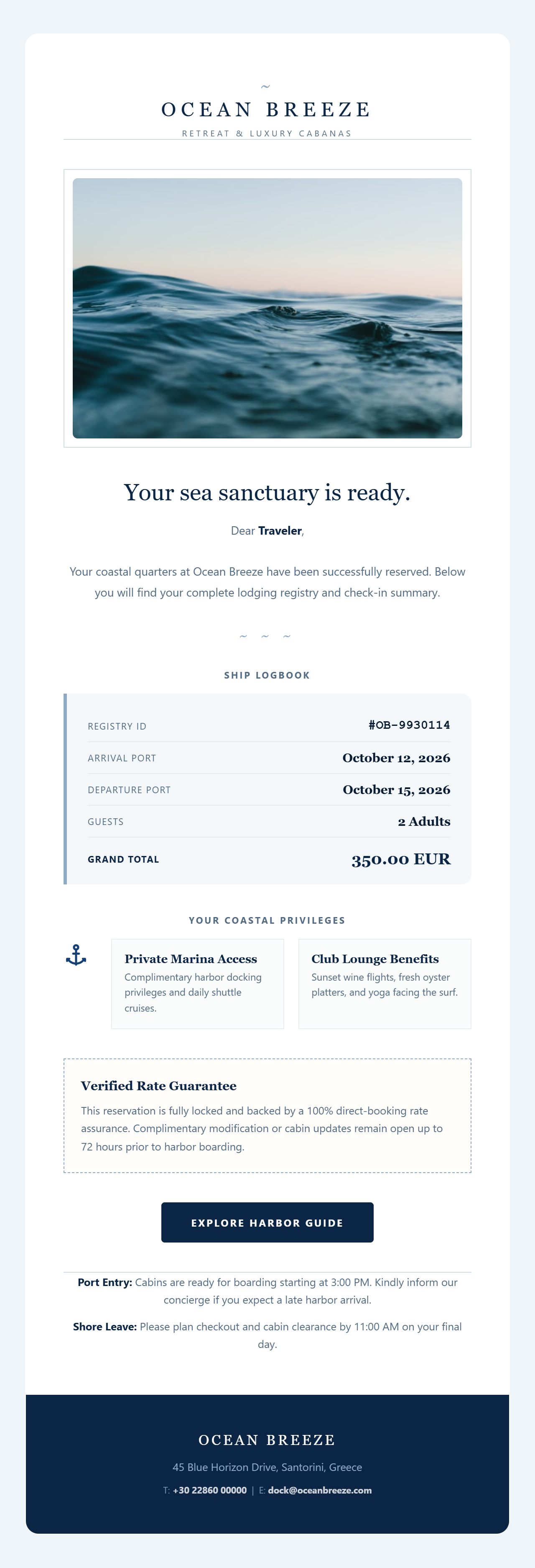 Ocean Breeze Booking Confirmation