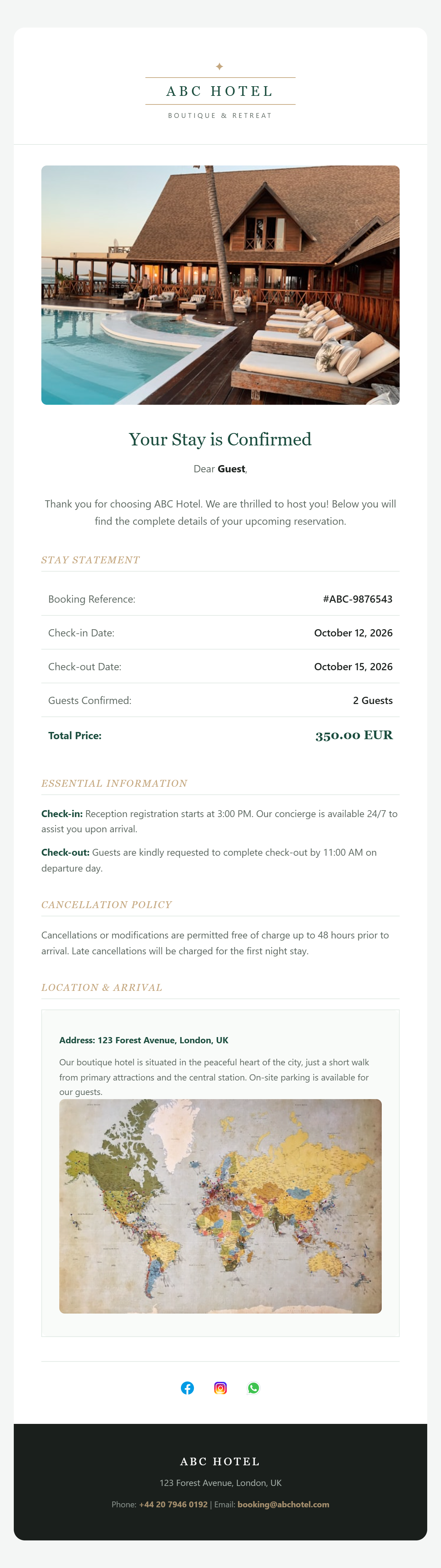 Ivy Booking Confirmation Standard