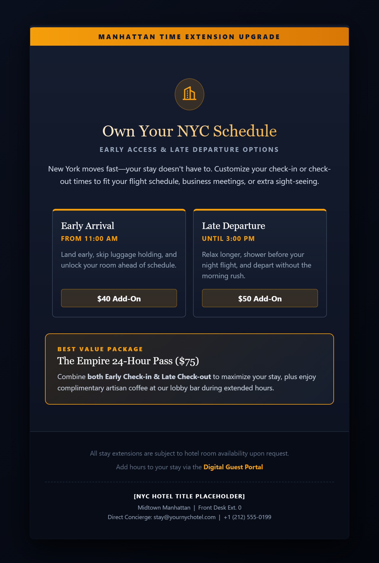 New York City — hotel booking confirmation HTML email template preview